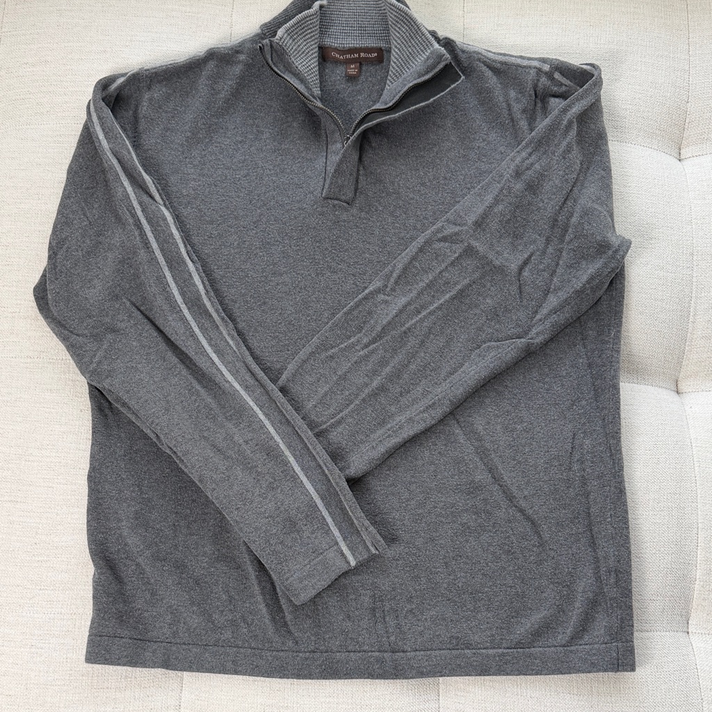 Charcoal Zip-Up Sweater For Men